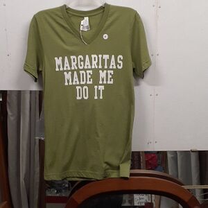 Set of 2- Margaritas made me do it green tee shirt